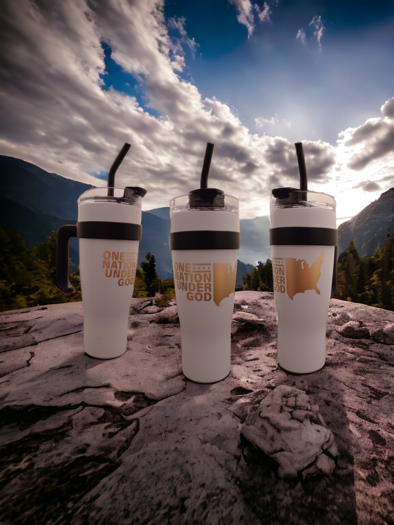 40 oz One Nation Under God Tumbler- White